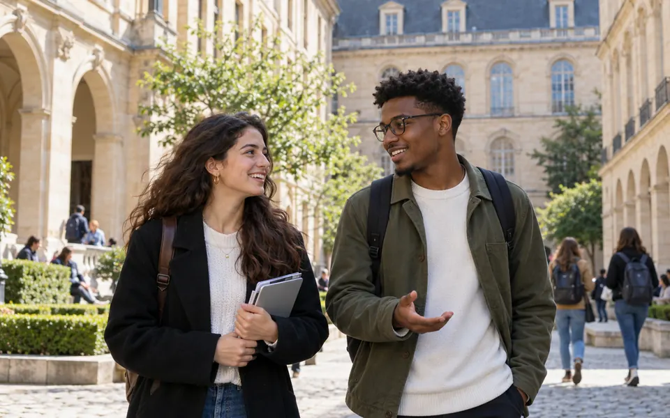 University students on a campus in France